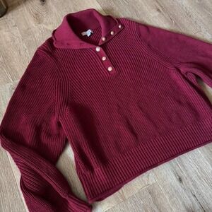 J. Crew Burgundy Red Ribbed‎ sweater Size XL